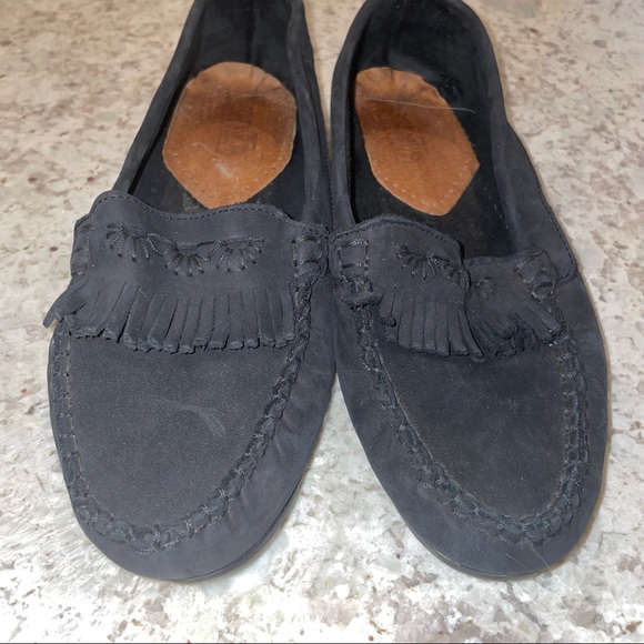 Osaka Shoes Osaka Fringe Slip On Moccasin Loafer Black Suede Shoes